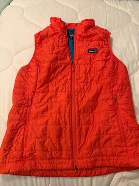 Patagonia Orange Quilted Down Vest